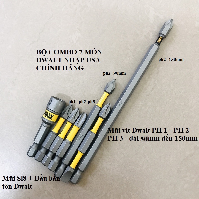 Bộ 7 Mũi Vít DeWalt Chính Hãng USA Có Từ