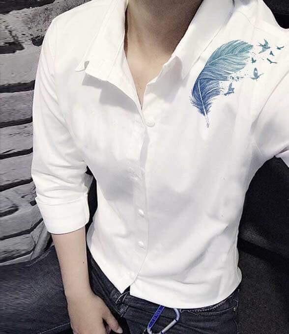 Áo sơ mi nam cao cấp phối chiếc lá bao đẹp