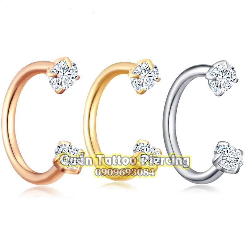 Khuyên Vòng môi, khuyên vòng mũi đầu đá trấu Zircon
