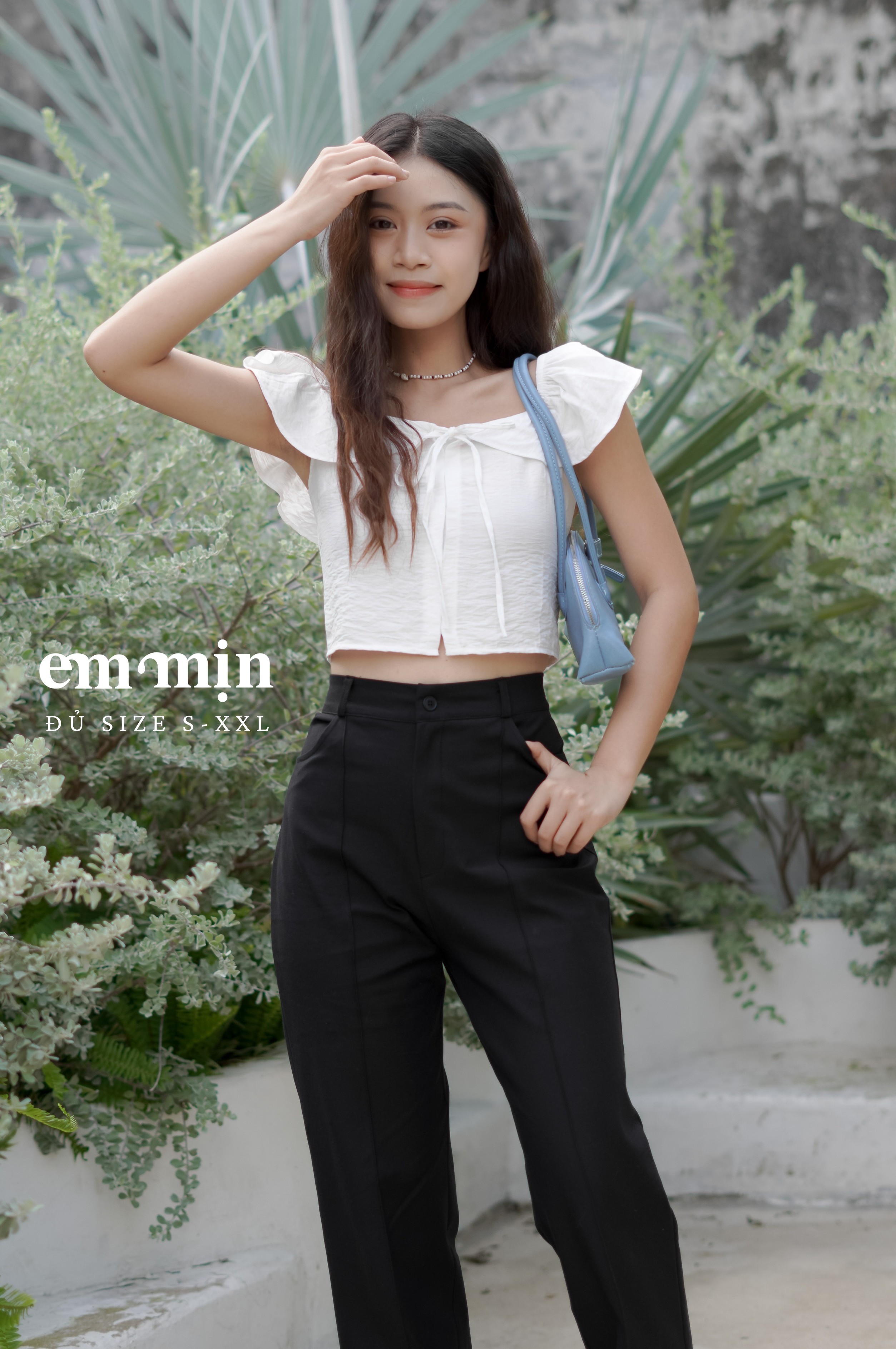 Quần dài đen may ly chất Boi chéo co giãn