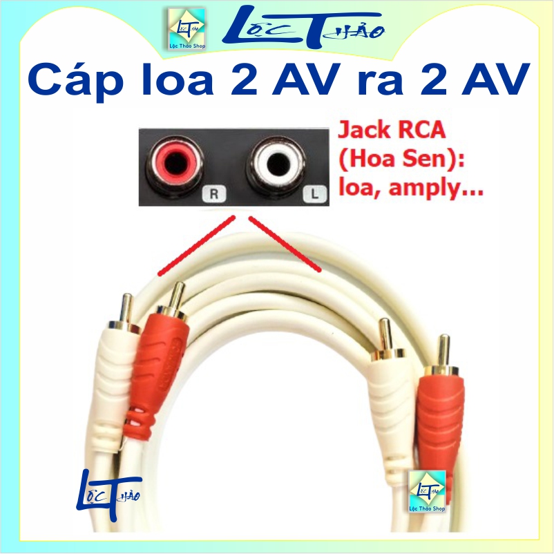 [HCM]Cáp loa AV 4 đầu bông sen dài 3M cao cấp (Dây AV 4 đầu dài 3M, Dây loa 2 AV ra 2 AV)