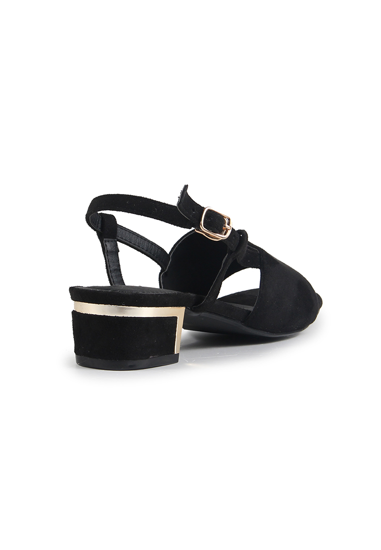 Giày Sandal vải da lộn quai hậu Đen