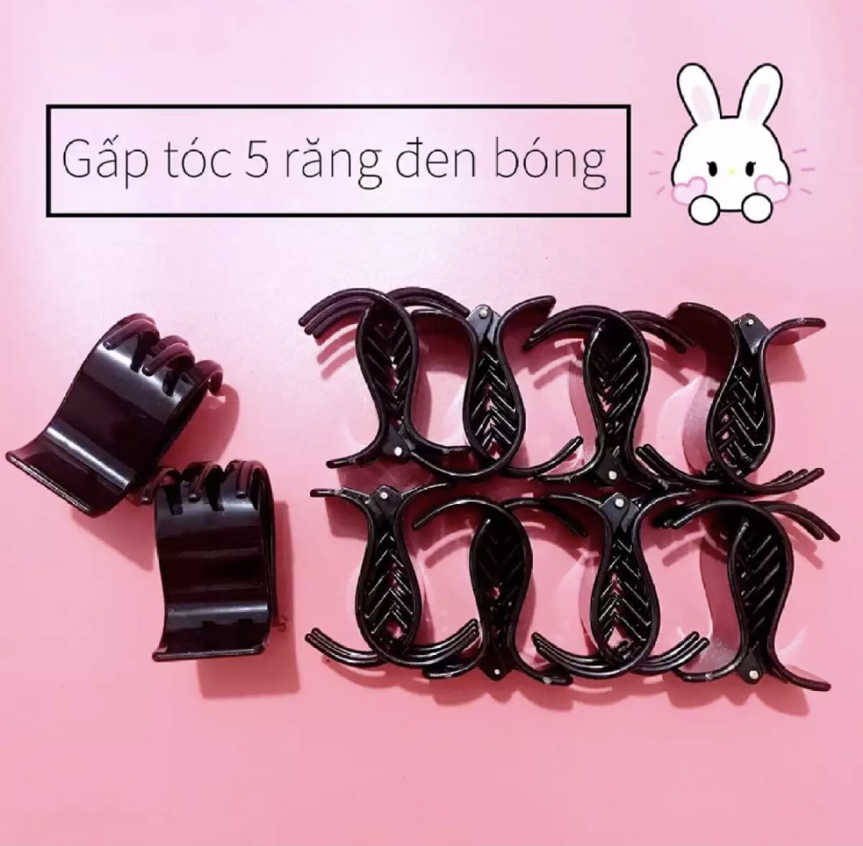 [FREESHIP + HOÀN TIỀN 50K] Nguyên Sét 10 Kẹp Càng Cua ( Gấp Tóc ) 5 Răng Màu Đen Bóng Dễ Thương Cho Nữ HOT TREND PKHN0149