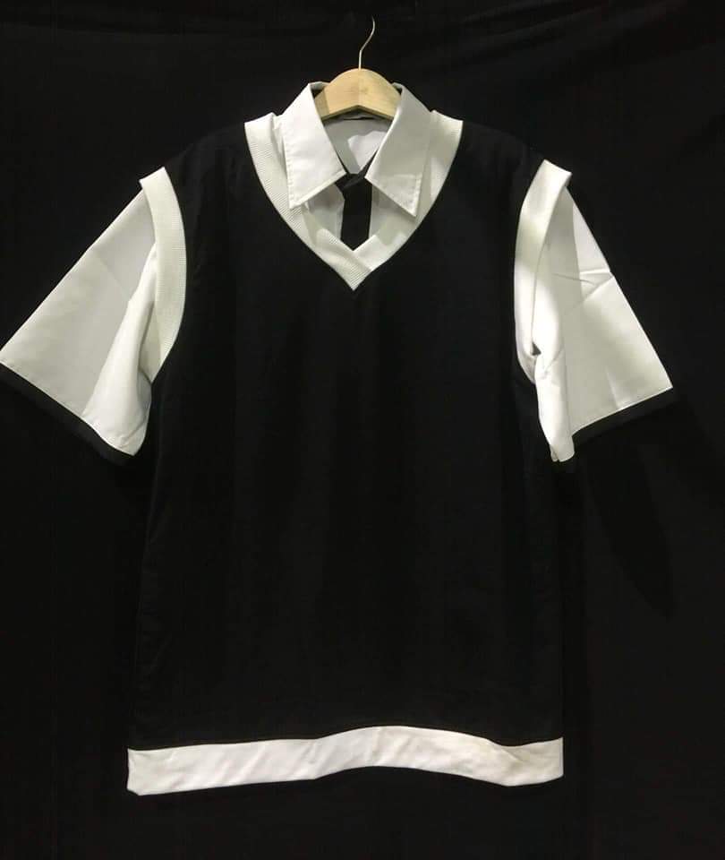 [HCM]Áo gile nam nữ unisex đen viền trắng