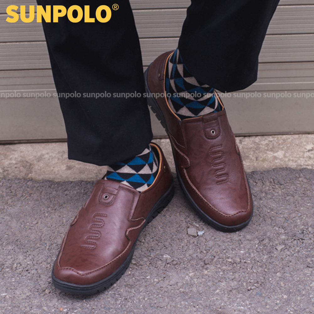 Giày Lười Nam Da Bò SUNPOLO SUS511 (Đen, Nâu)