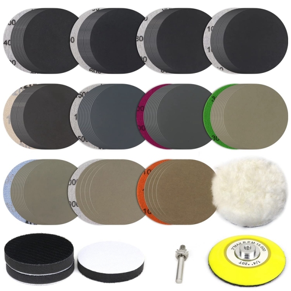 150 PCS 3 Inch Sanding Discs Silicon Carbide 400-10000 Grits Wet/Dry Hook and Loop Sandpaper for Drill Grinder