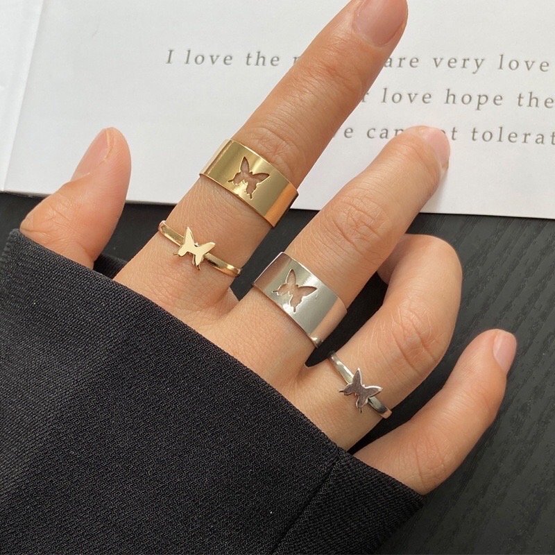 Set 2 nhẫn hình bướm cá tính