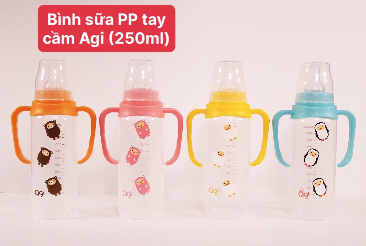 Bình sữa Agi  PP có tay cầm 140ml - 250ml (MẪU MỚI)