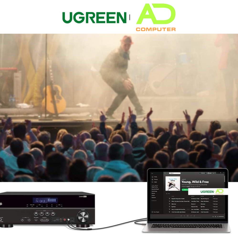 Dây Audio 3.5mm ra 2 đầu RCA Hoa sen UGREEN AV116