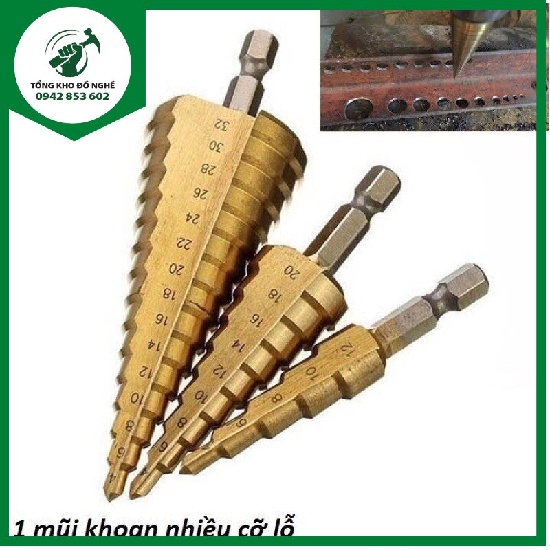 Mũi khoan bước tháp 4-32mm Titanium siêu bền _TKDN