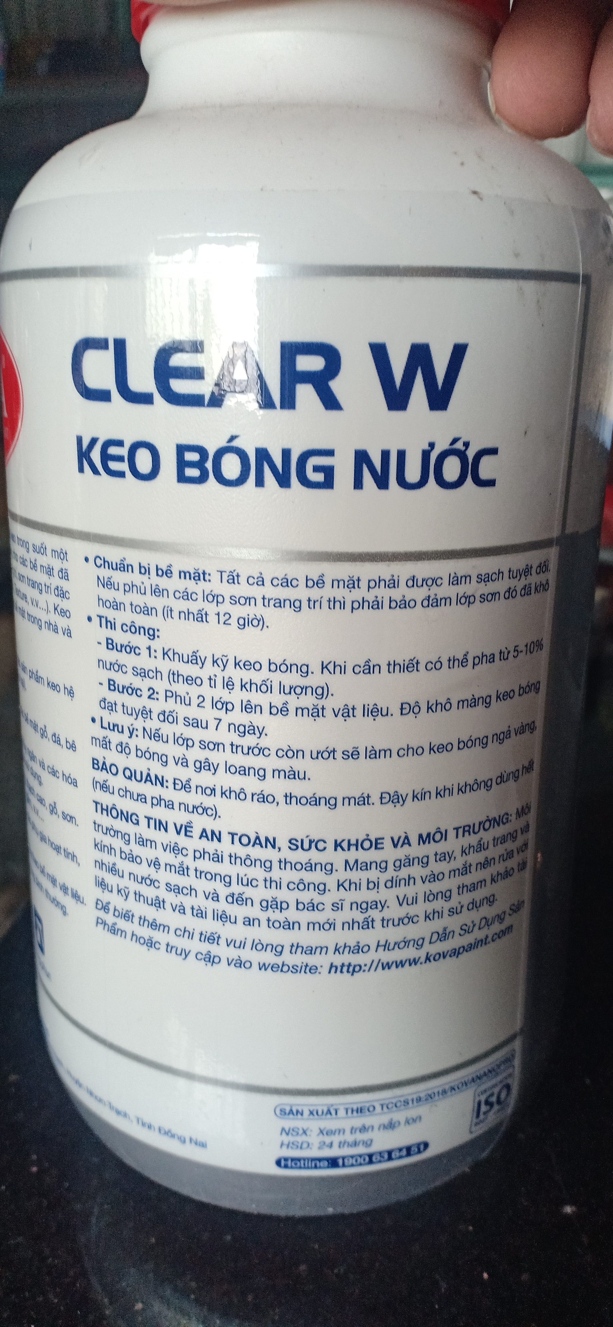 keo bóng nước W KOVA(1KI)*sơn kova chính hãng*