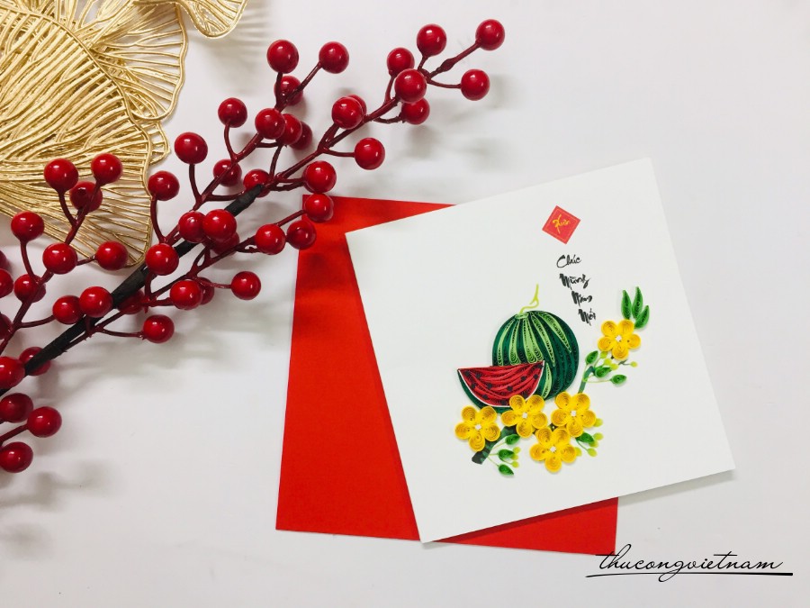 Thiệp năm mới quilling 15*15cm