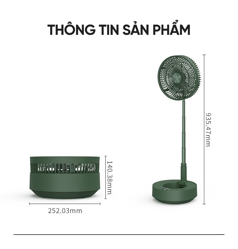 Quạt tích điện gấp Xiaomi Edon E908B