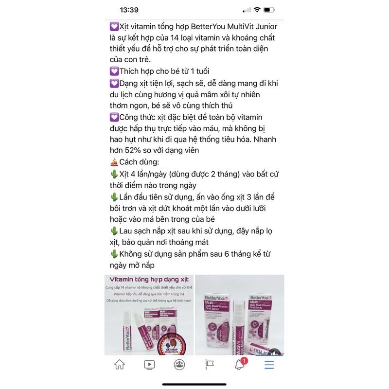 Multi Vitamin Xịt Better You Junior Hàng  Uk
