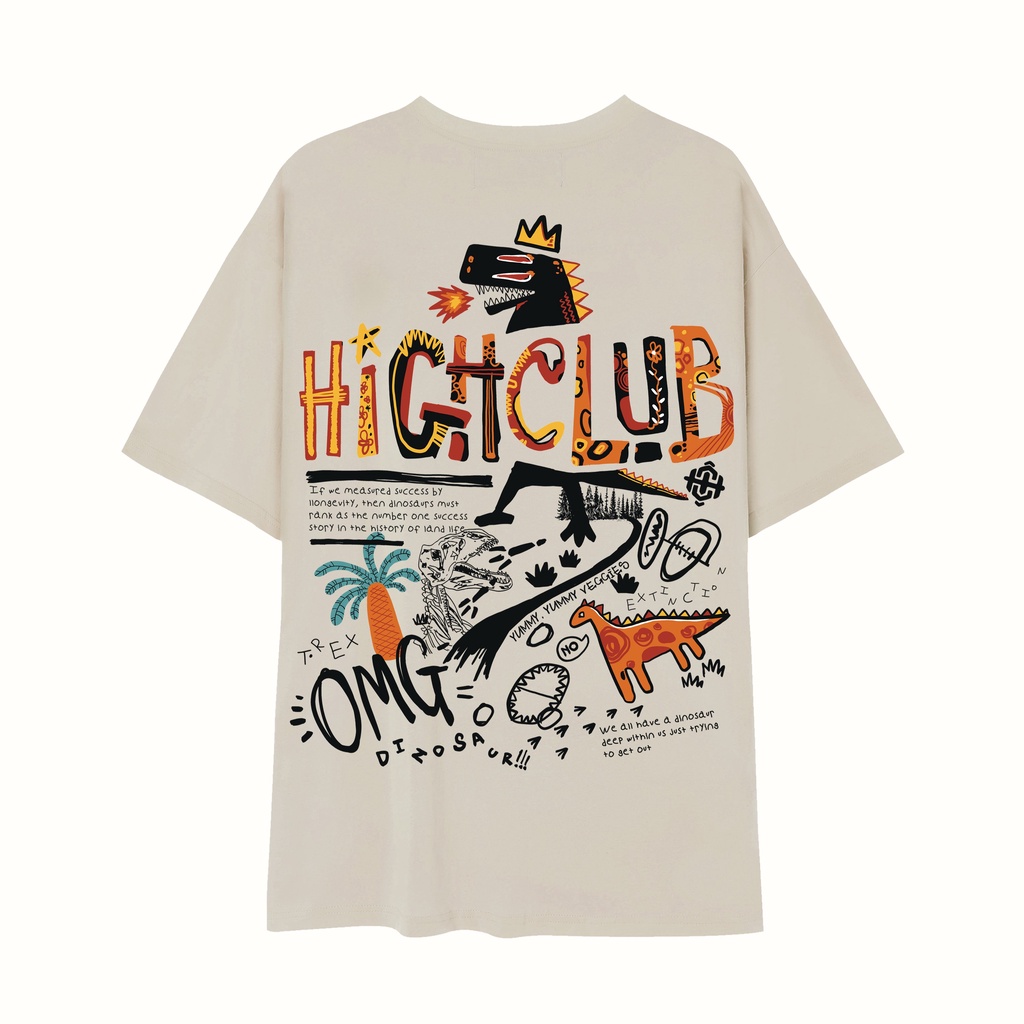 /Áo thun HighClub Dinosaur Tee - Black/Beige!\\
