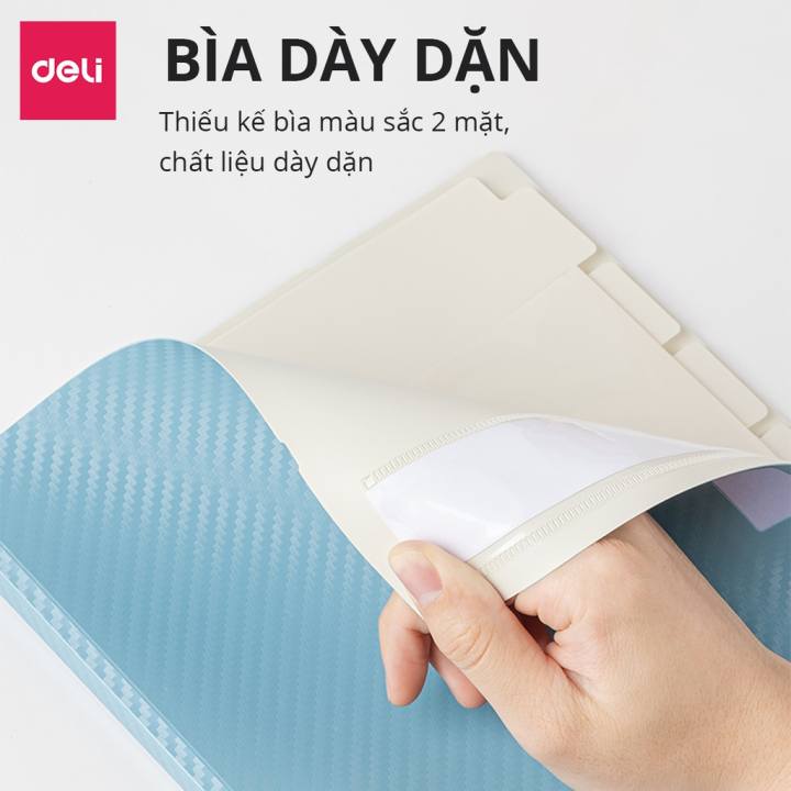 File lá văn phòng A4 Deli - 20/30/40/60 lá - chất liệu PP cao cấp - Nhiều màu - PQ601/PQ602 - Hình ảnh 4