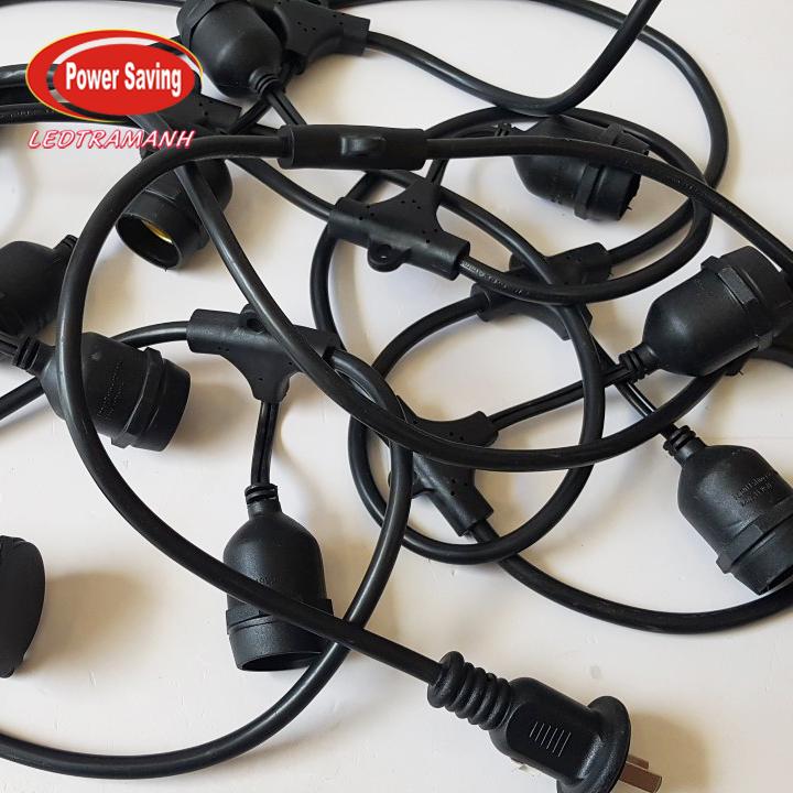 Bộ Dây đuôi E27 treo thả 10met 20 đuôi kín nước ngoài trời