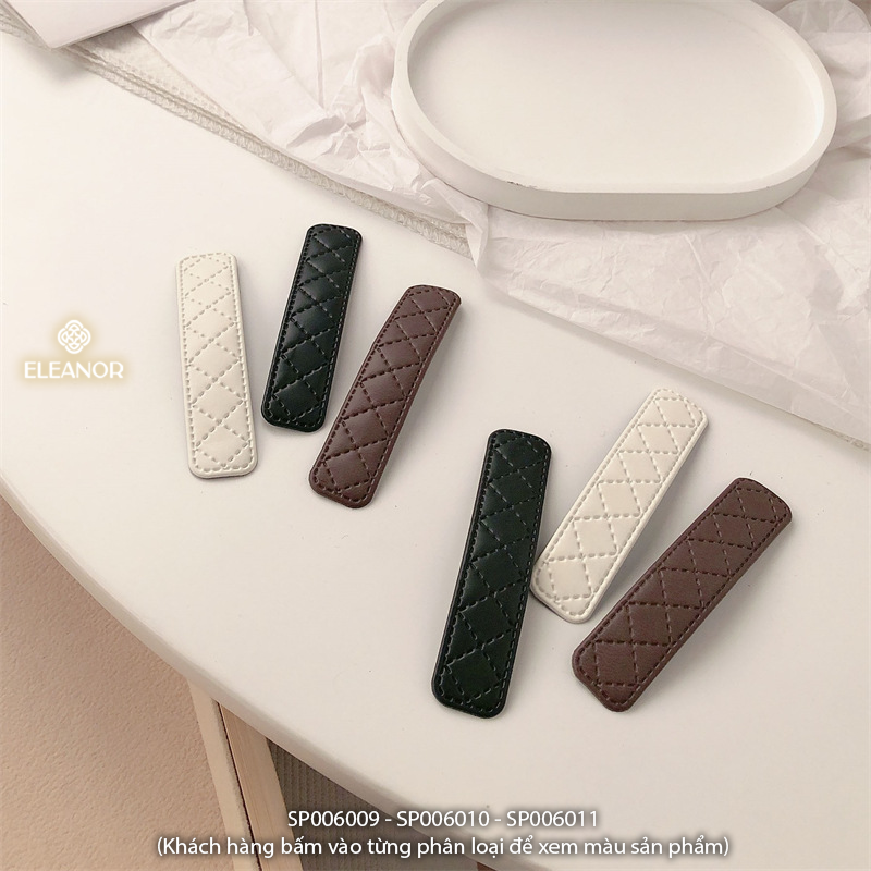 Kẹp tóc nữ Eleanor Accessories kẹp tóc mái bọc da trơn basic phụ kiện tóc 6009