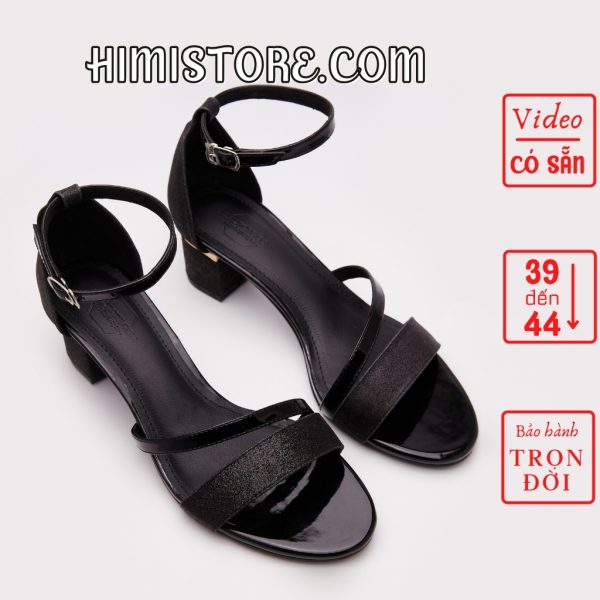 CÓ SẴN  Giày sandal big size nữ kim tuyến đen bạc thương hiệu Himistore