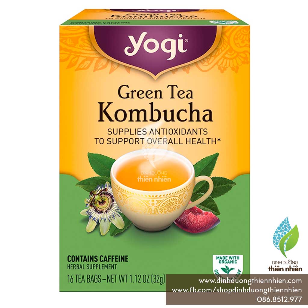 Trà Hữu Cơ Kombucha Trà Xanh Yogi Green Tea Kombucha