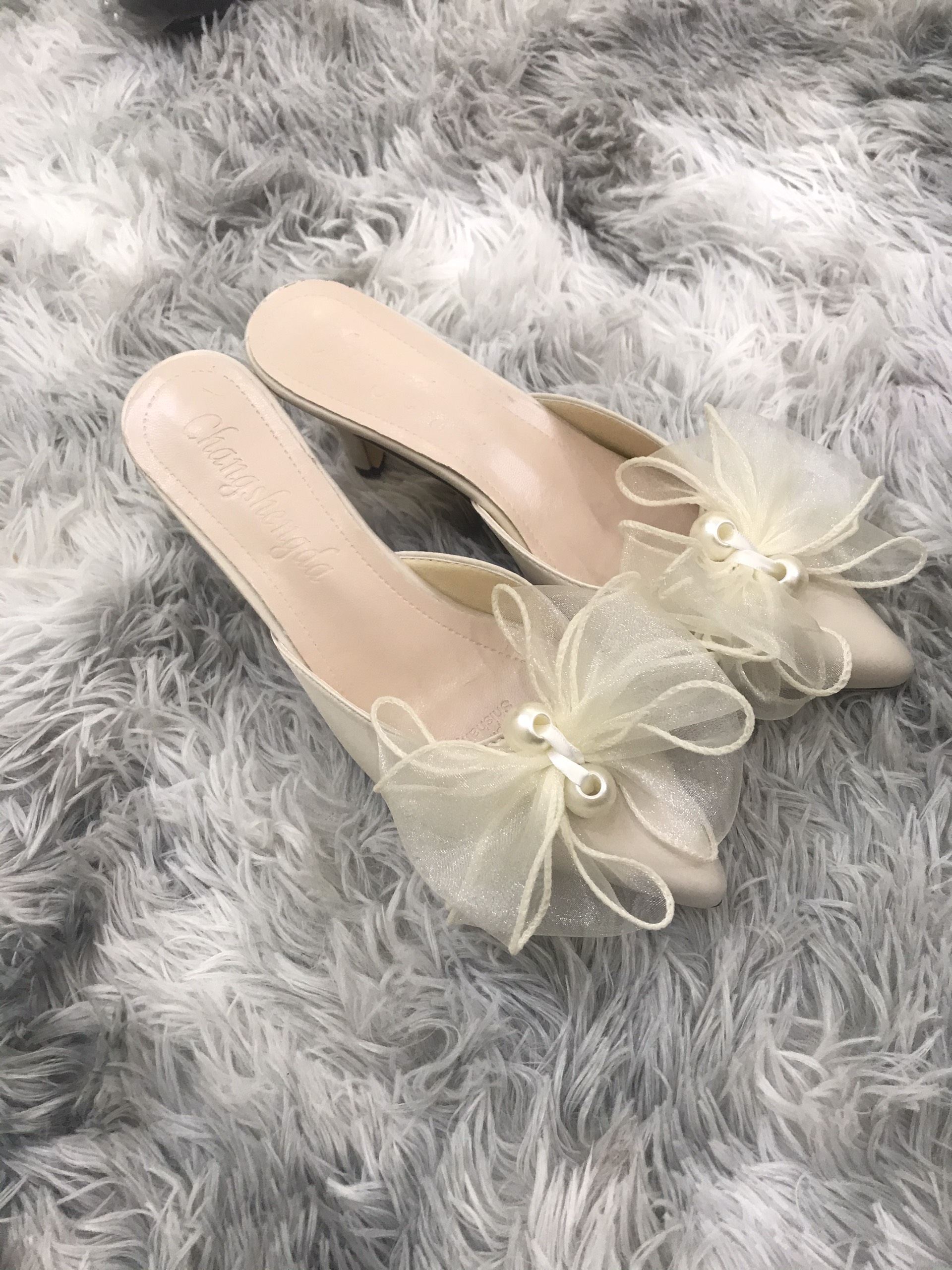 Giày cao gót 5p đính nơ ngọc siêu xinh
