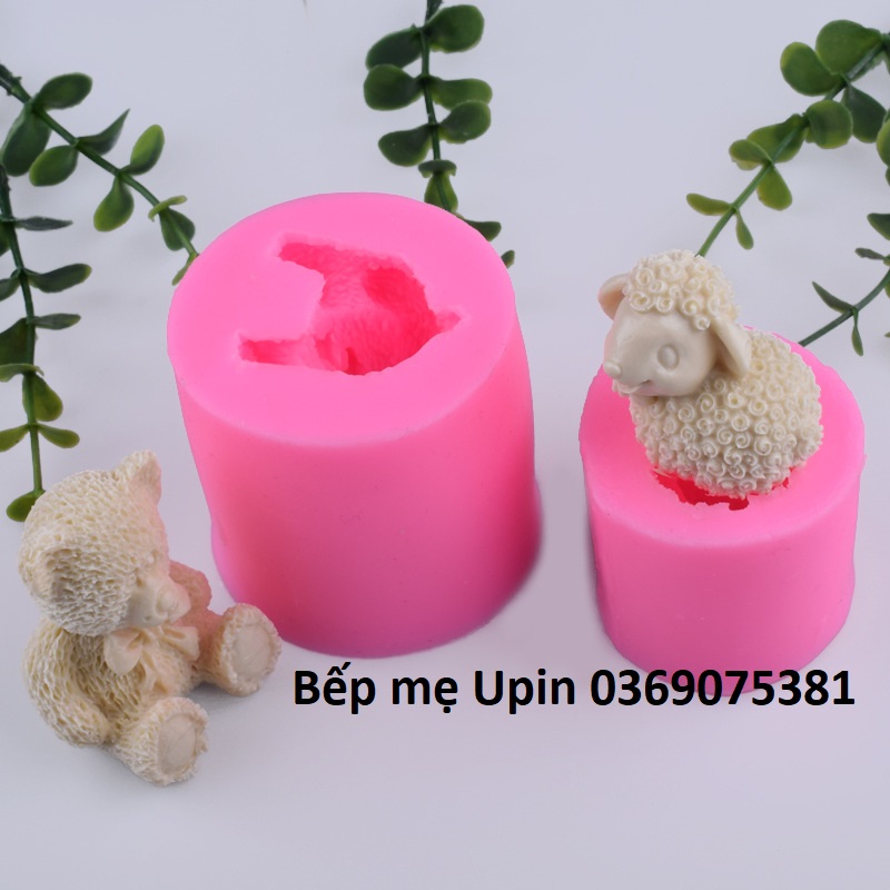 Khuôn silicon gấu và cừu làm thạch rau câu