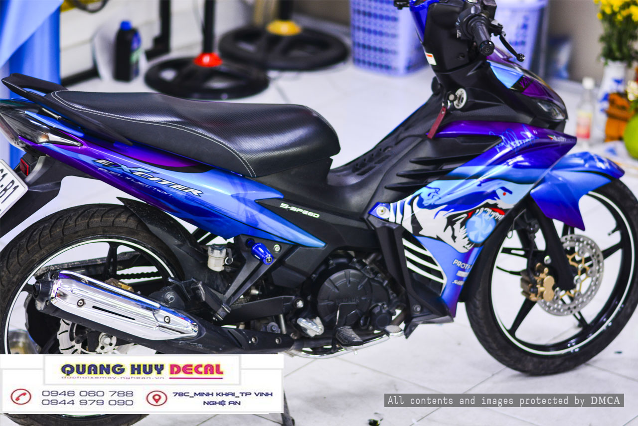 Tem trùm exciter 135 cá mập xanh tím đẹp, Tem trùm exciter135, tem exciter 135, team trùm exciter 135, tem xe exciter 135, team trùm ex 135, team xe exciter 135 cá mập xanh tím đẹp