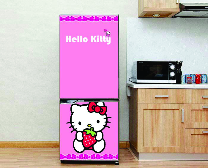Decal dán tủ lạnh cao cấp - Mẫu Kitty siêu cute