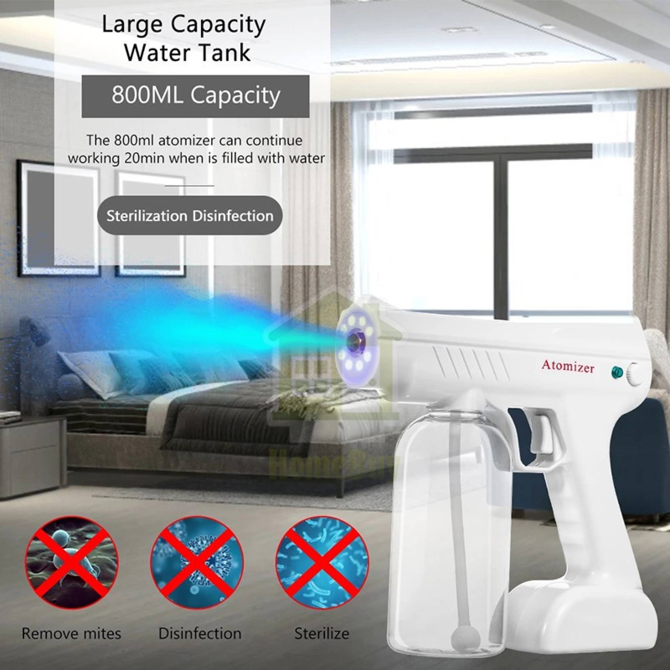 { GIẢM GIÁ SỐC } Súng Phun Sương Cầm Tay, Máy Khử Trùng Nano 800ml Tích Hợp Đèn Xịt Diệt Khuẩn, Tiệt Trùng Bằng Tia UV, Diệt 99,9% Vi Khuẩn | Súng Diệt Khuẩn - Súng Khử Khuẩn Atomizer - Máy Phun Khử Khuẩn Cầm Tay ( Bảo Hành 1 Năm )