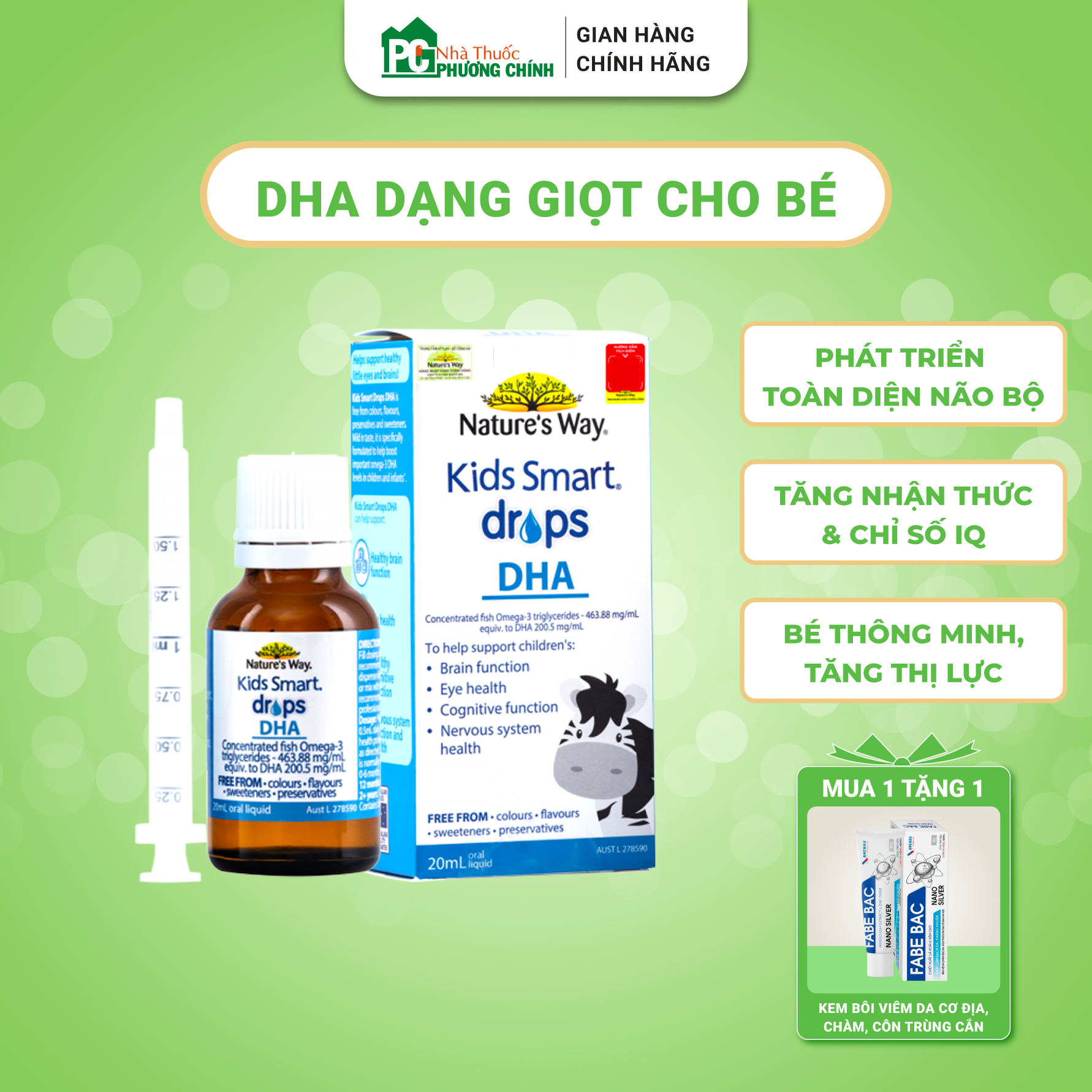 Dha cho bé kids smart drops dha nature's way - tăng chỉ số iq, giúp trẻ thông minh vượt trội