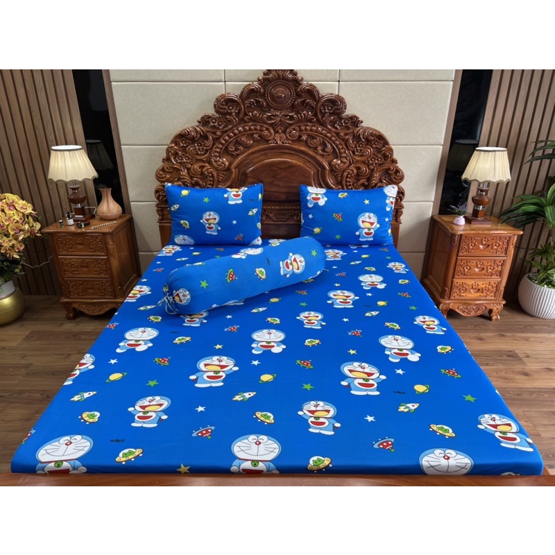 bộ ga gối thun hàn quốc Doremon ( nhận may theo yêu cầu)