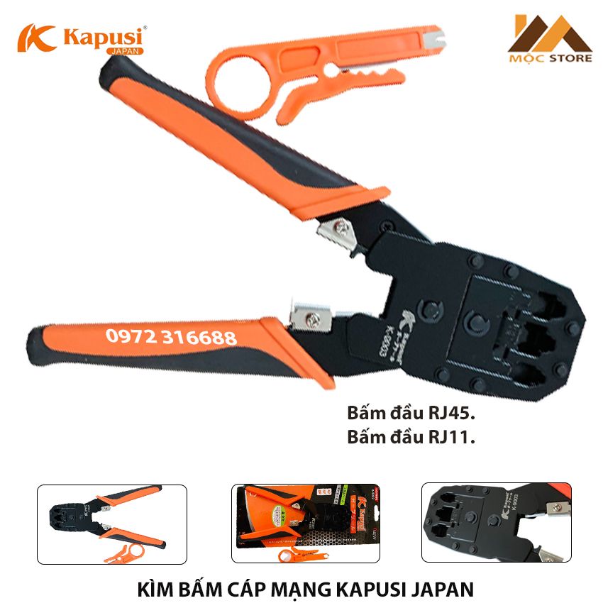 Kìm bấm cáp mạng kapusi japan - kìm bấm đầu cốt tiêu chuẩn nhật bản