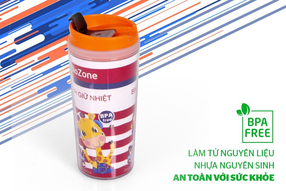 BÌNH GIỮ NHIỆT BIOZONE 500ML NẮP MÀU CAM