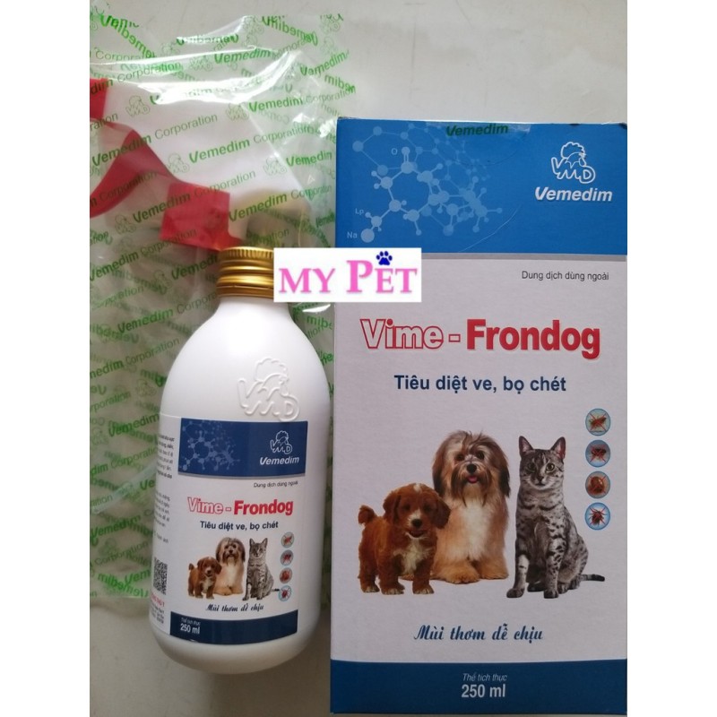 VIME- FRONDOG - CHAI XỊT 250ml - VEMEDIM - TIÊU DIỆT VE, BỌ CHÉT Ở CHÓ MÈO.