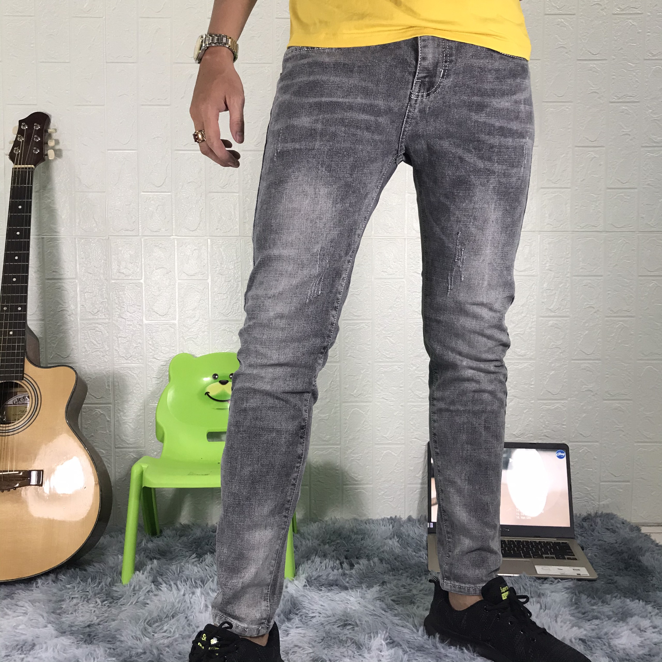 [HCM](VIDEO THẬT) QUẦN JEAN NAM ĐEN XÁM TRƠN 456 PTMS