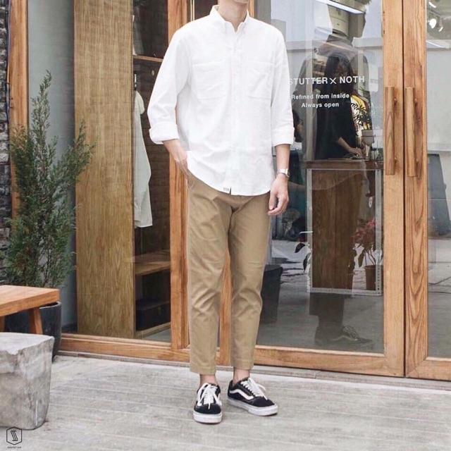 [HCM]QUẦN CHINOS KAKI NAM LƯNG THUN ỐNG SUÔNG MÀU GHI