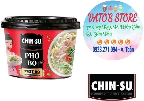 Thùng 12 tô phở bò thịt bò nguyên miếng chinsu 132g / combo 3 tô phở bò thịt bò nguyên miếng chinsu 132g