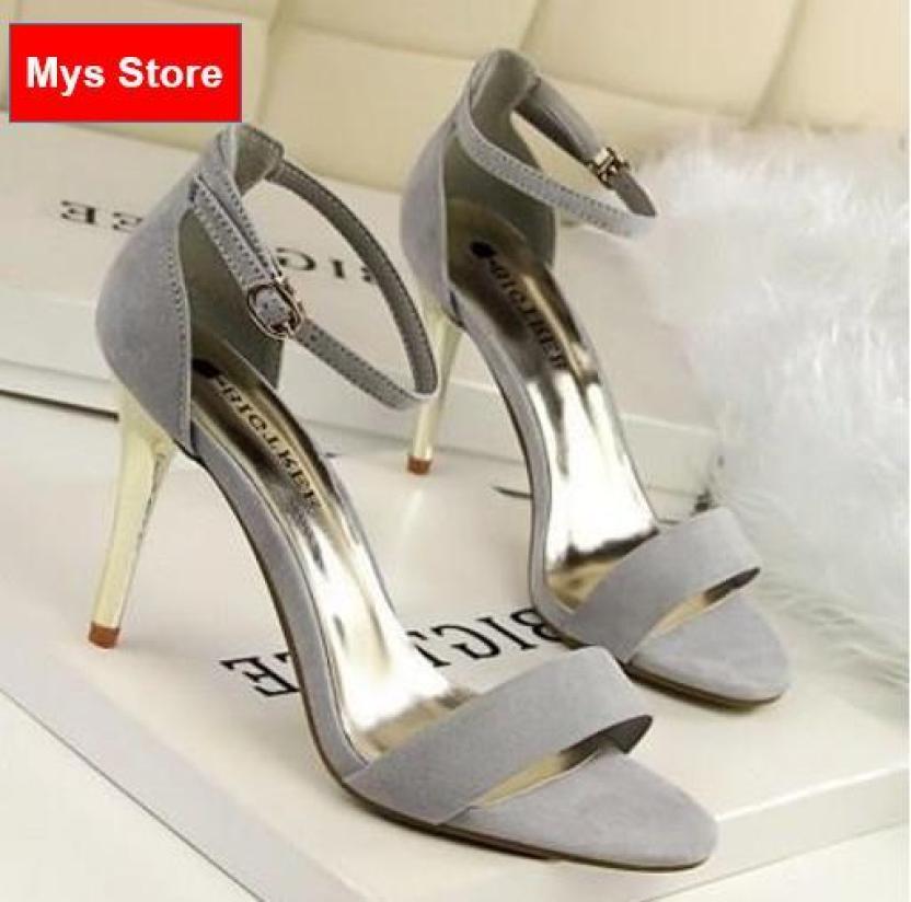 Giày cao gót Nhọn vàng 7p quai ngang nhung giá rẻ