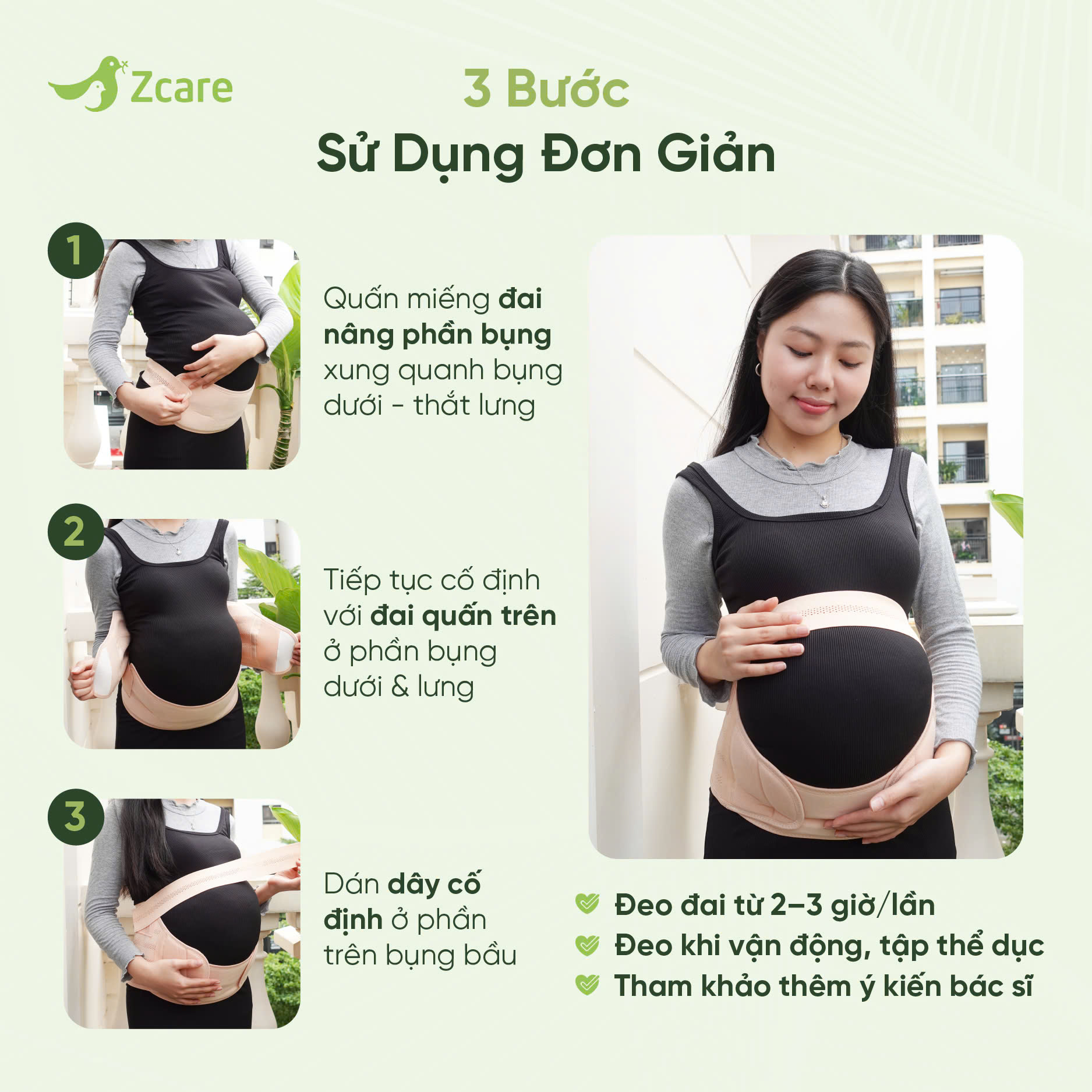 Đai nâng đỡ bụng bầu CHÍNH HÃNG ZCARE