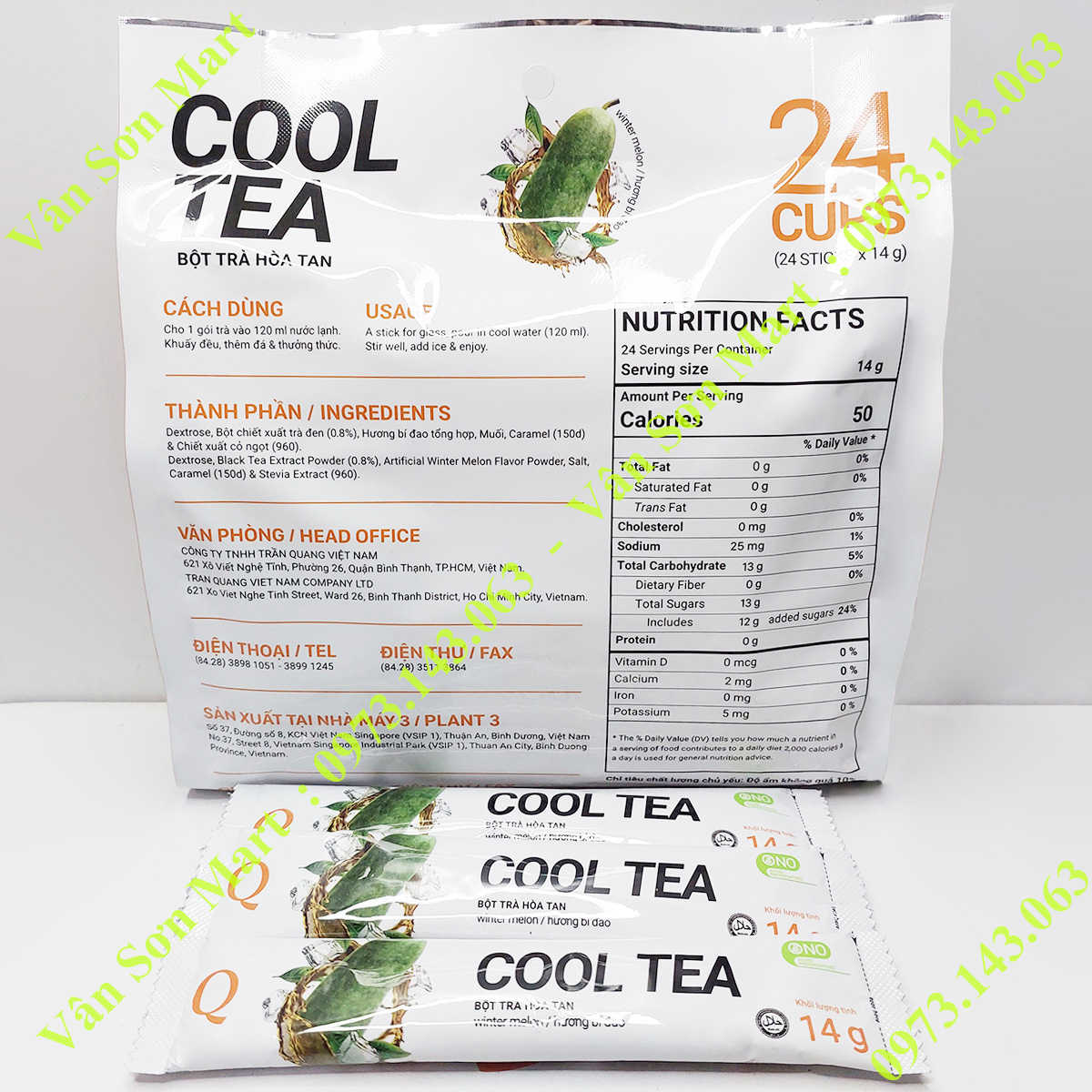 Trà Bí Đao Cool Tea Trần Quang bịch 336g (24 gói dài x 14g)