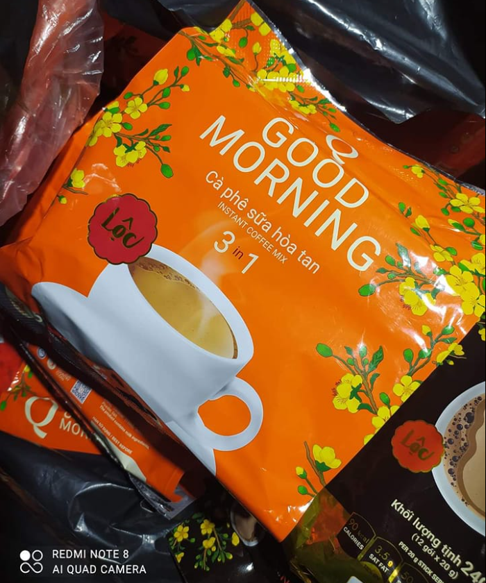Cà phê sữa hoà tan Good Morning Trần Quang 480g (bịch 24 gói)
