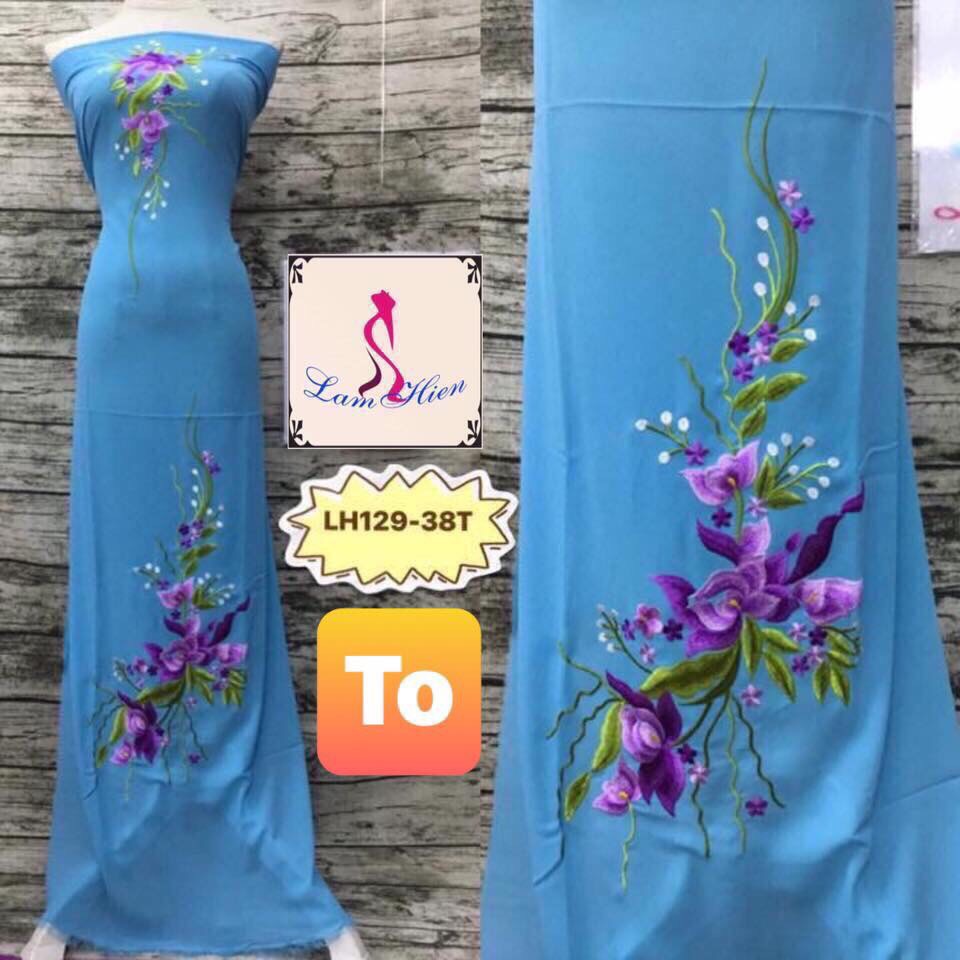 Vải áo dài thêu mẫu LH129