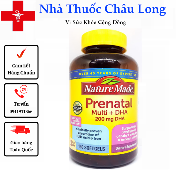 Viên Uống BÀ BẦU Nature Made – Prenatal Multi +DHA 150 Viên-Mới