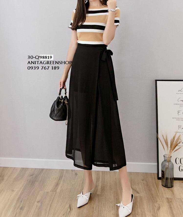 Quần váy lưng thun đắp tà q98819