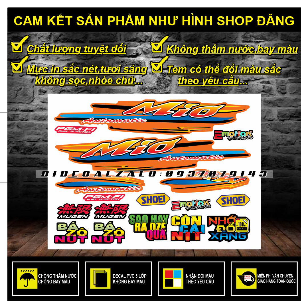 TEM RỜI MIO NHỎ CHẾ DÁN XE CAM