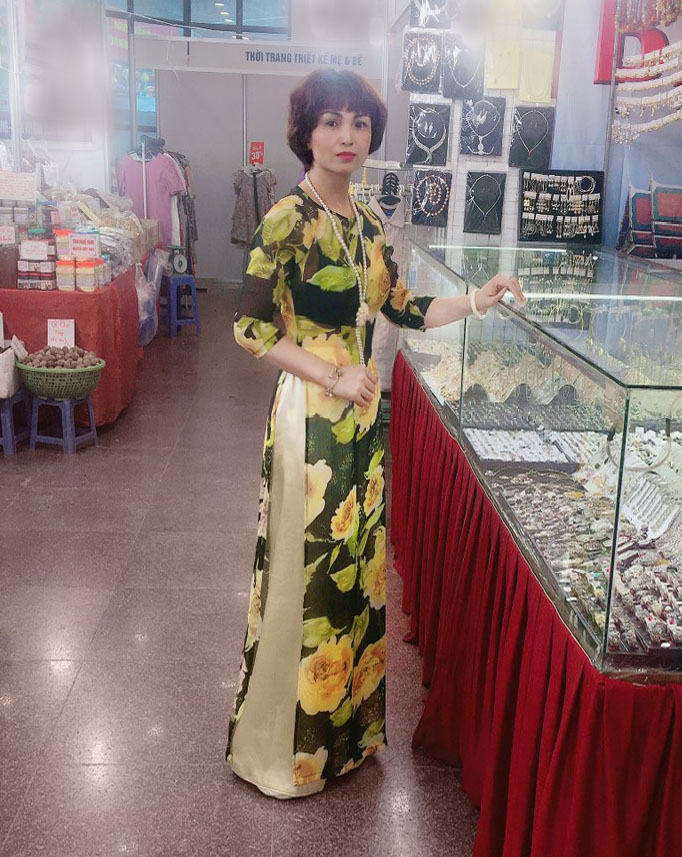 ÁO DÀI HOA KÈM QUẦN MAY SẴN