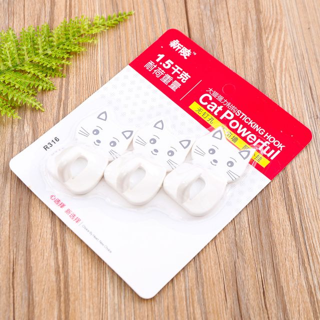 Móc Dính Tường Hình Mèo (Vỉ 3 Miếng)