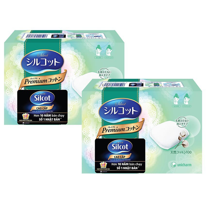 Bông Tẩy Trang Cao Cấp Silcot Premium (Xanh Lá) Hộp 66 Miếng