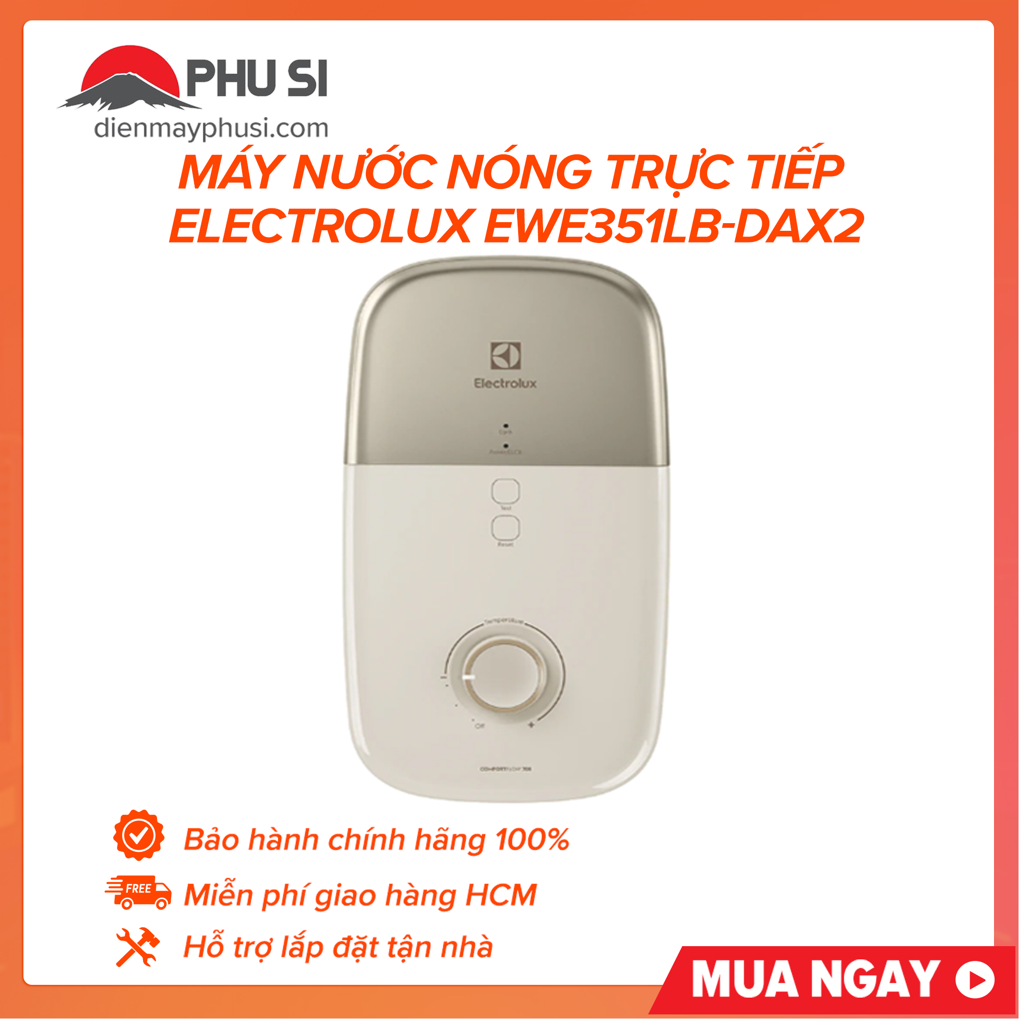 [Trả góp 0%] Máy Nước Nóng Trực Tiếp ELECTROLUX EWE351LB-DAX2