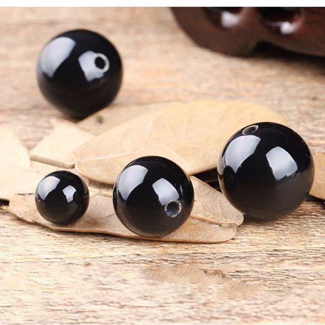 Hạt tròn A.gat Đen làm handmade DIY - MH431